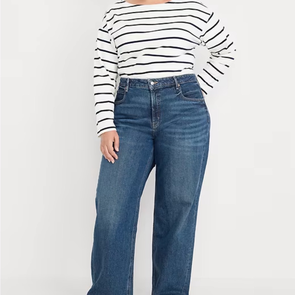 Old Navy Extra High-Waisted Wide-Leg Jeans, Dark Wash, 16 - Picture 8 of 9